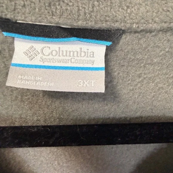 Columbia Mens Fleece Vest Charcoal Grey Full Zip 3XT Tall Big and Tall - Picture 2 of 7